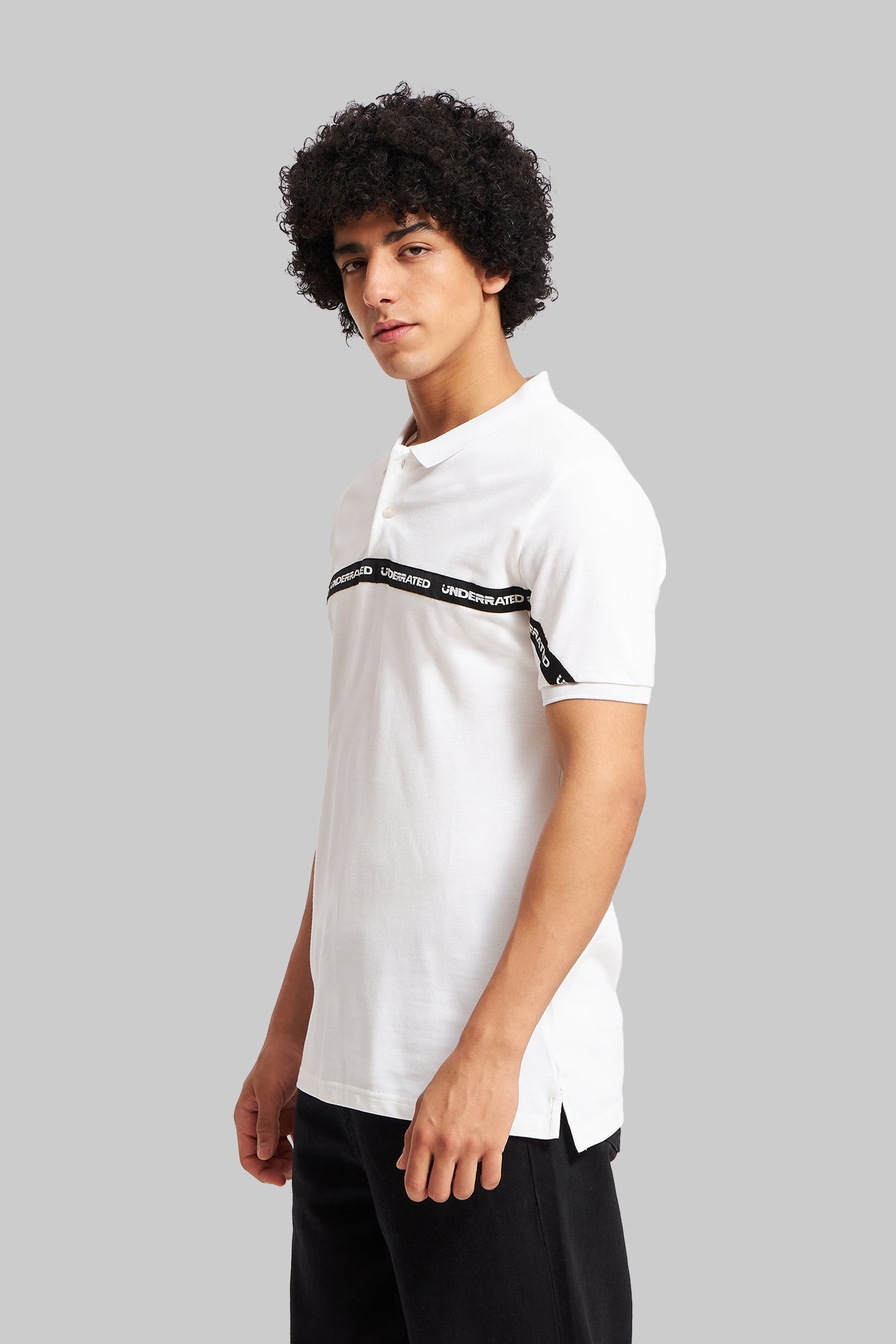 White Logo Tape Polo T-Shirt