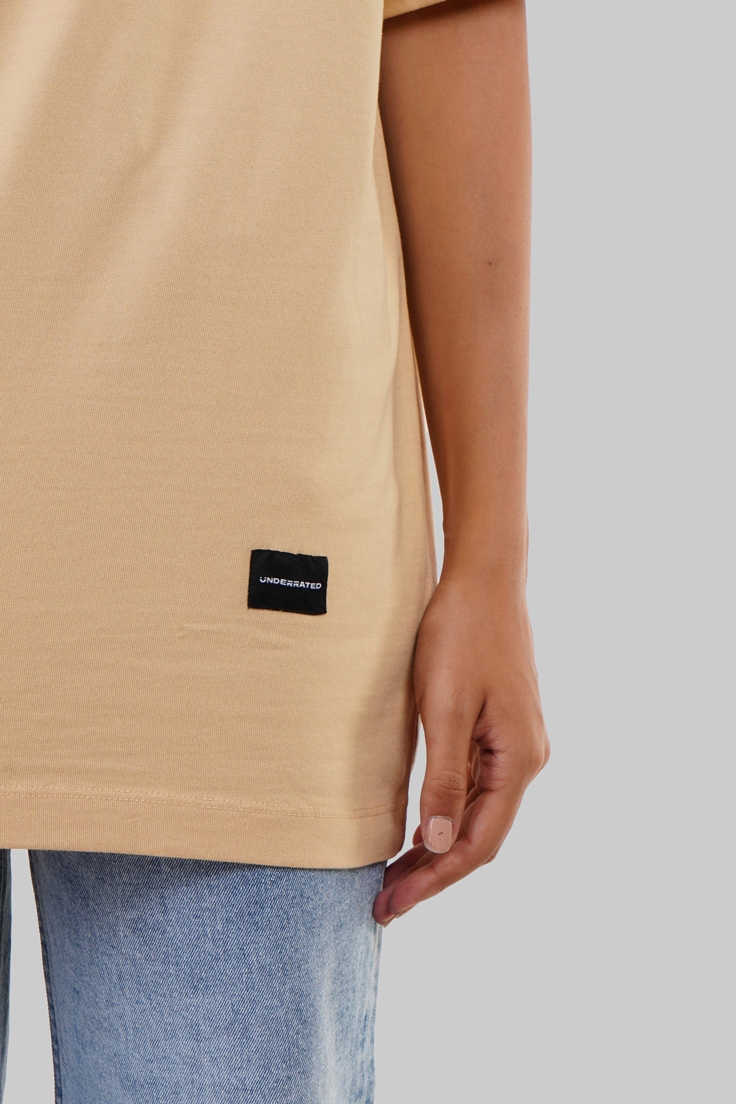 Anime Lady Beige Oversized Fit T-Shirt Women