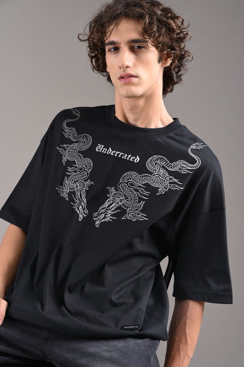 URC Dragon Black Baggy Fit T-Shirt Men