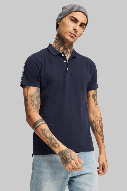 Pack of 2 Men's Polo T-shirt combo - Navy/White