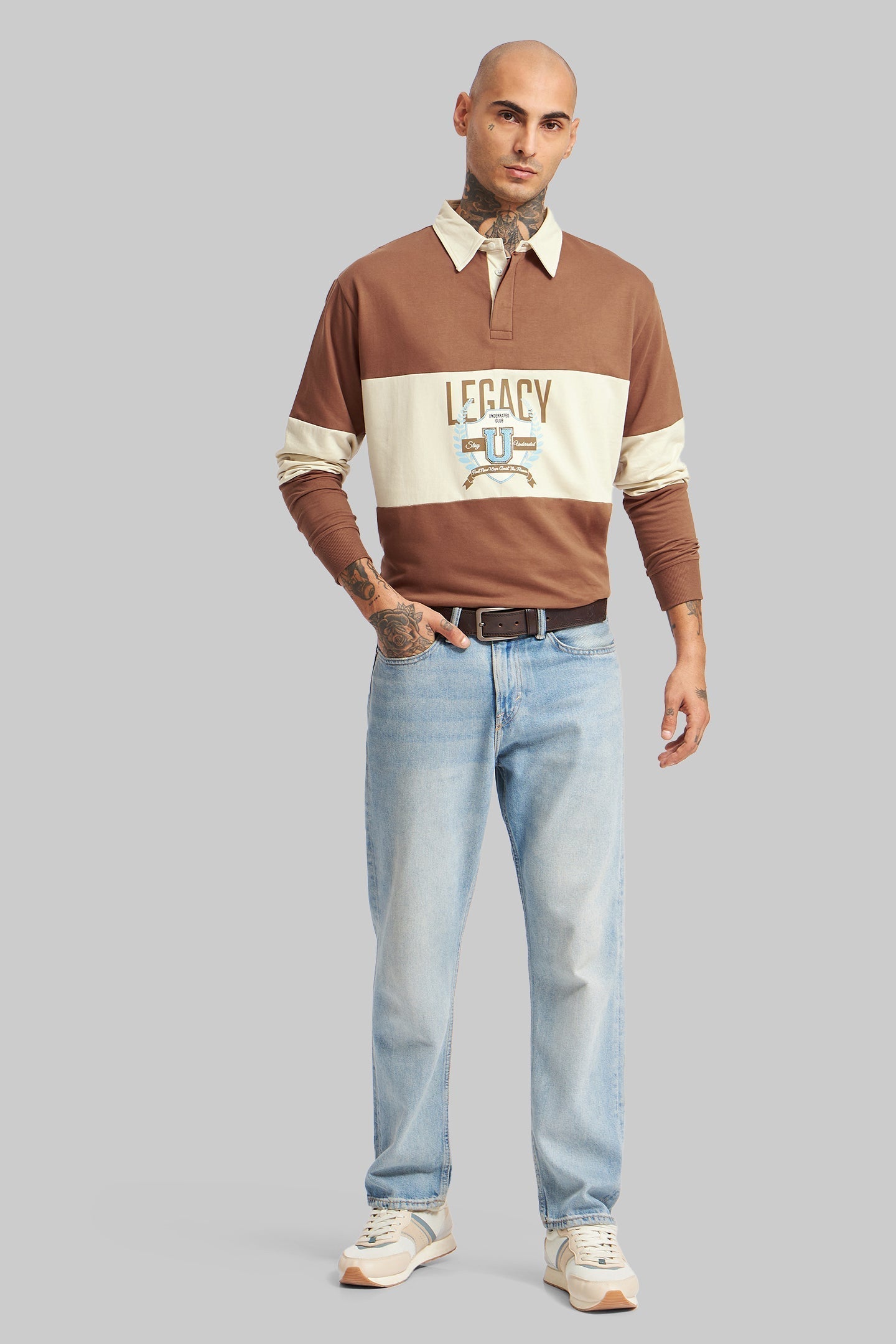 Brown And Beige Men's Polo