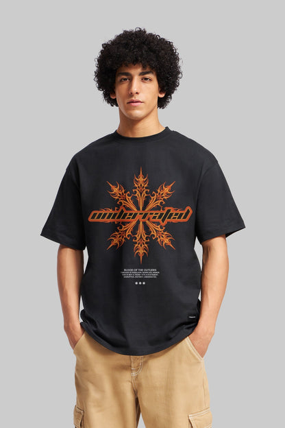 Gothic Fire Black Oversized Fit T-Shirt Men