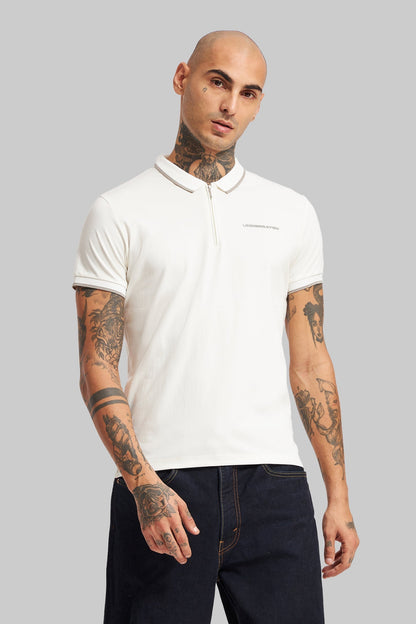 Men's Polo Neck T-shirt Combo - Pack of 2 Solid Essentials Lavender and White