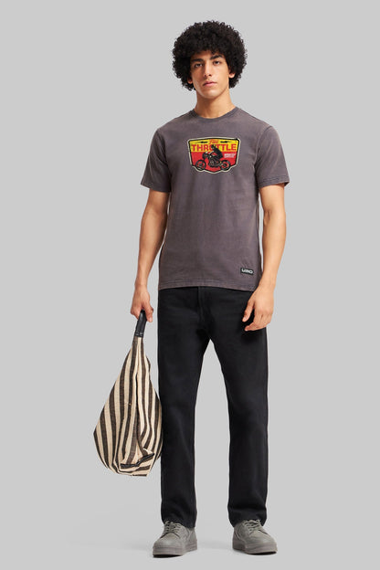 Throttle Grey Acid Washed T-Shirt Men