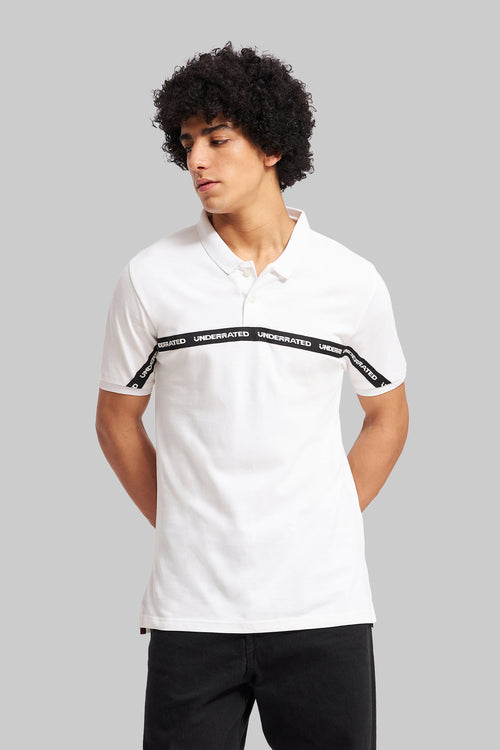 White Logo Tape Polo T-Shirt