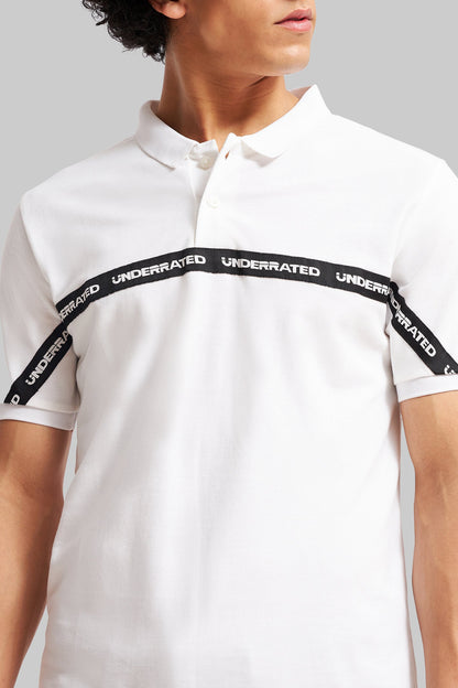 White Logo Tape Polo T-Shirt