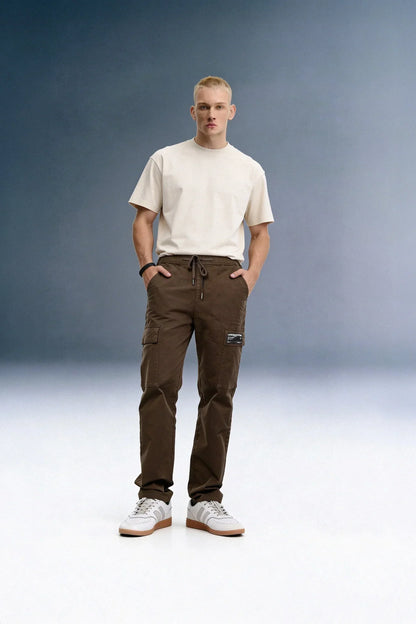 Brown Mid Rise Regular Fit Men's Cargo