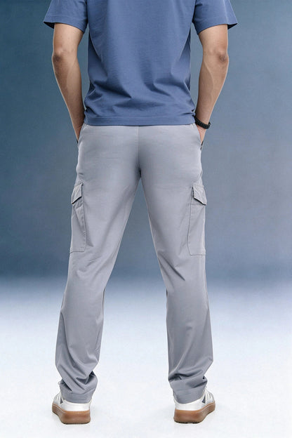Grey Mid Rise Regular Fit 6 pocket Men's Cargo
