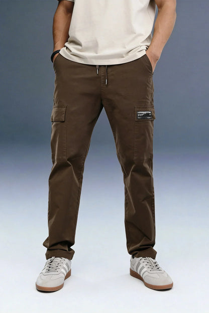 Brown Mid Rise Regular Fit Men's Cargo