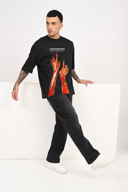 Stylish Sensual Bold Black Baggy Fit T-shirt Men