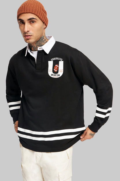 White Striped Black Polo