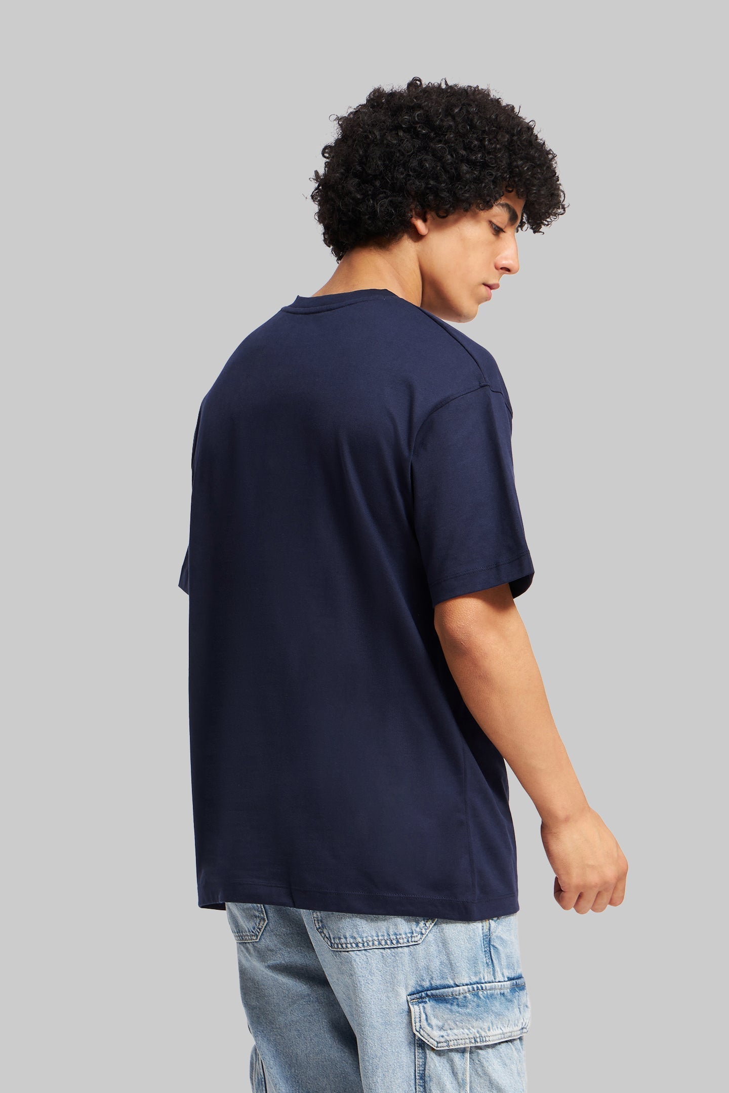 Skull Rider Navy Blue Oversized Fit T-Shirt Men