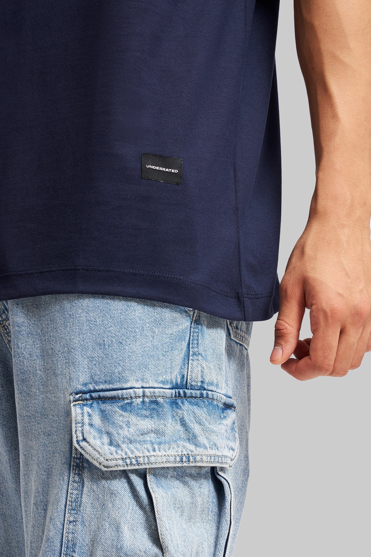 Underrated Curve Navy Blue Oversized Fit T-Shirt Men