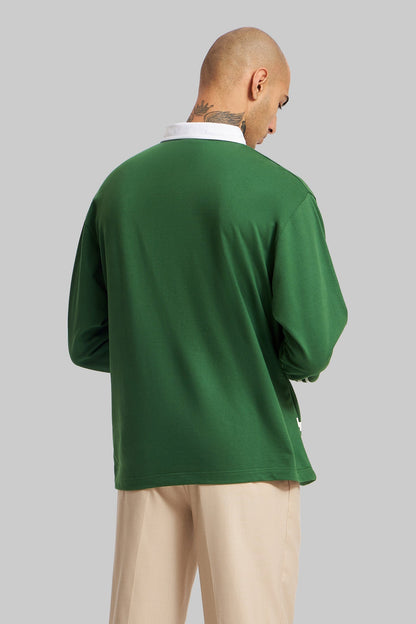 White Striped Green Polo