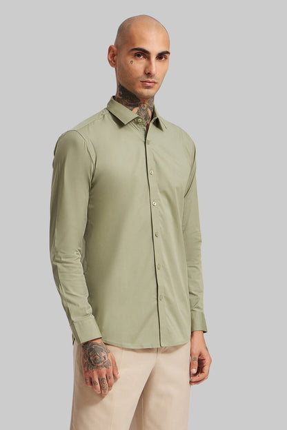 Green Solid Slim Fit Shirt