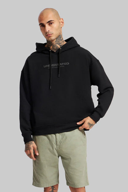 Deep Black Printed Hoodie