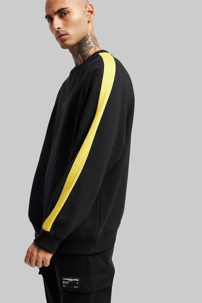 Printed Sleeves Black Raglan Sweatshirt