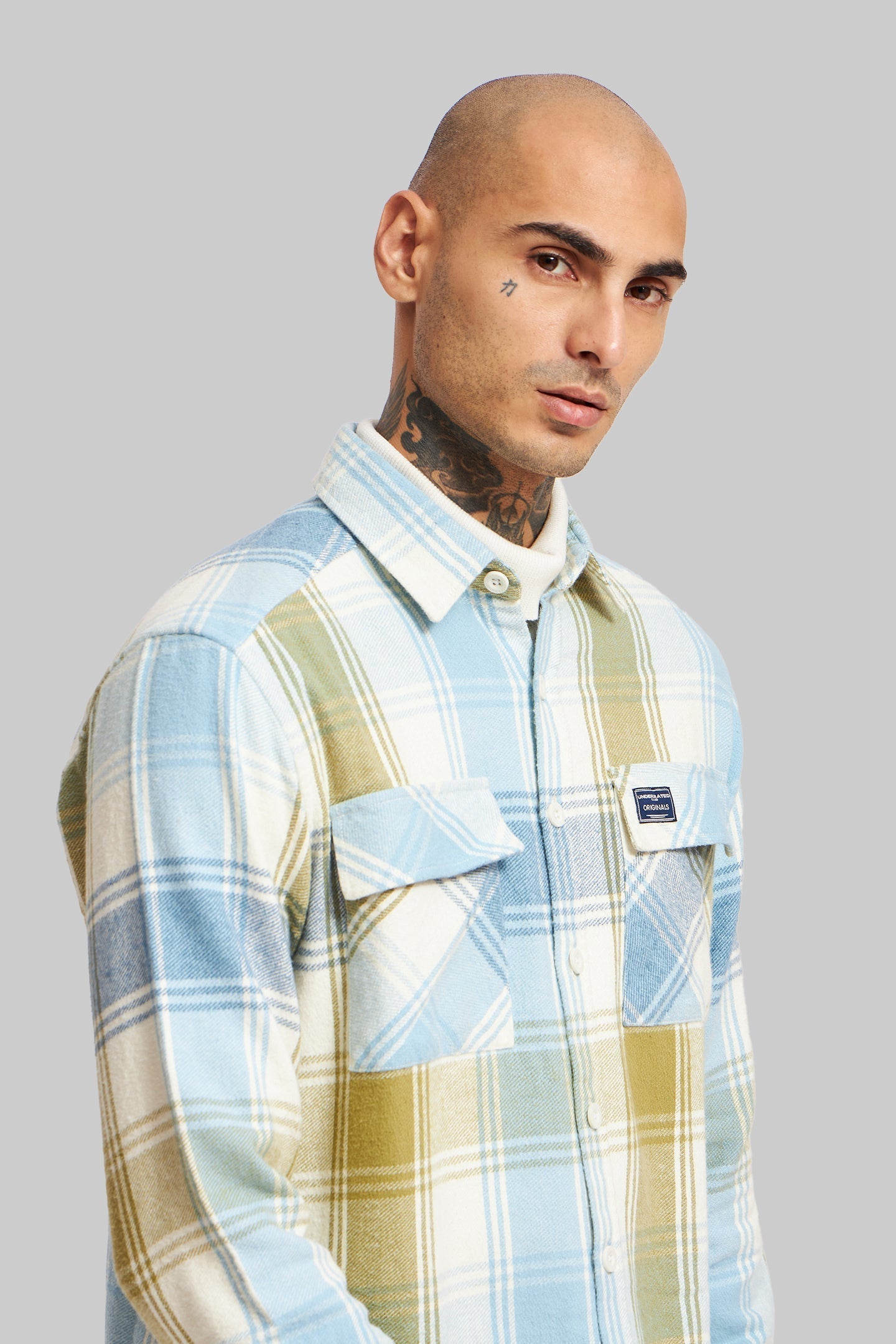Blue Plaid Check Shacket