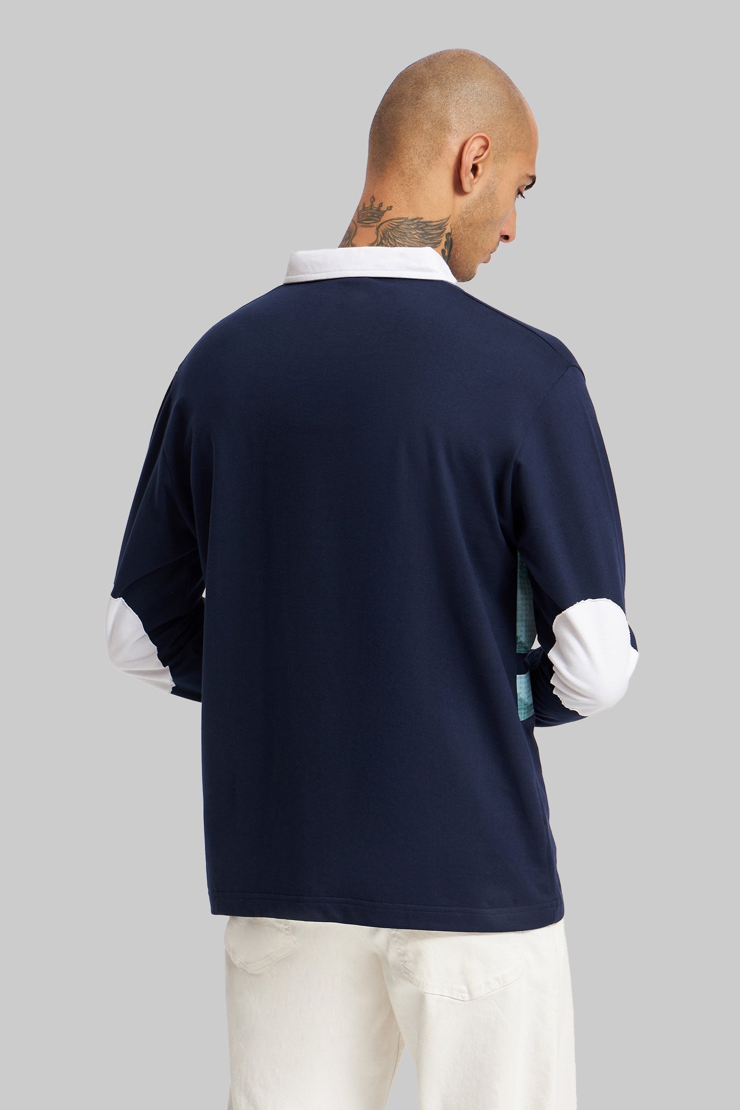 Navy Blue Printed Polo