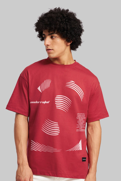 Scratched Red Oversized Fit T-Shirt Men