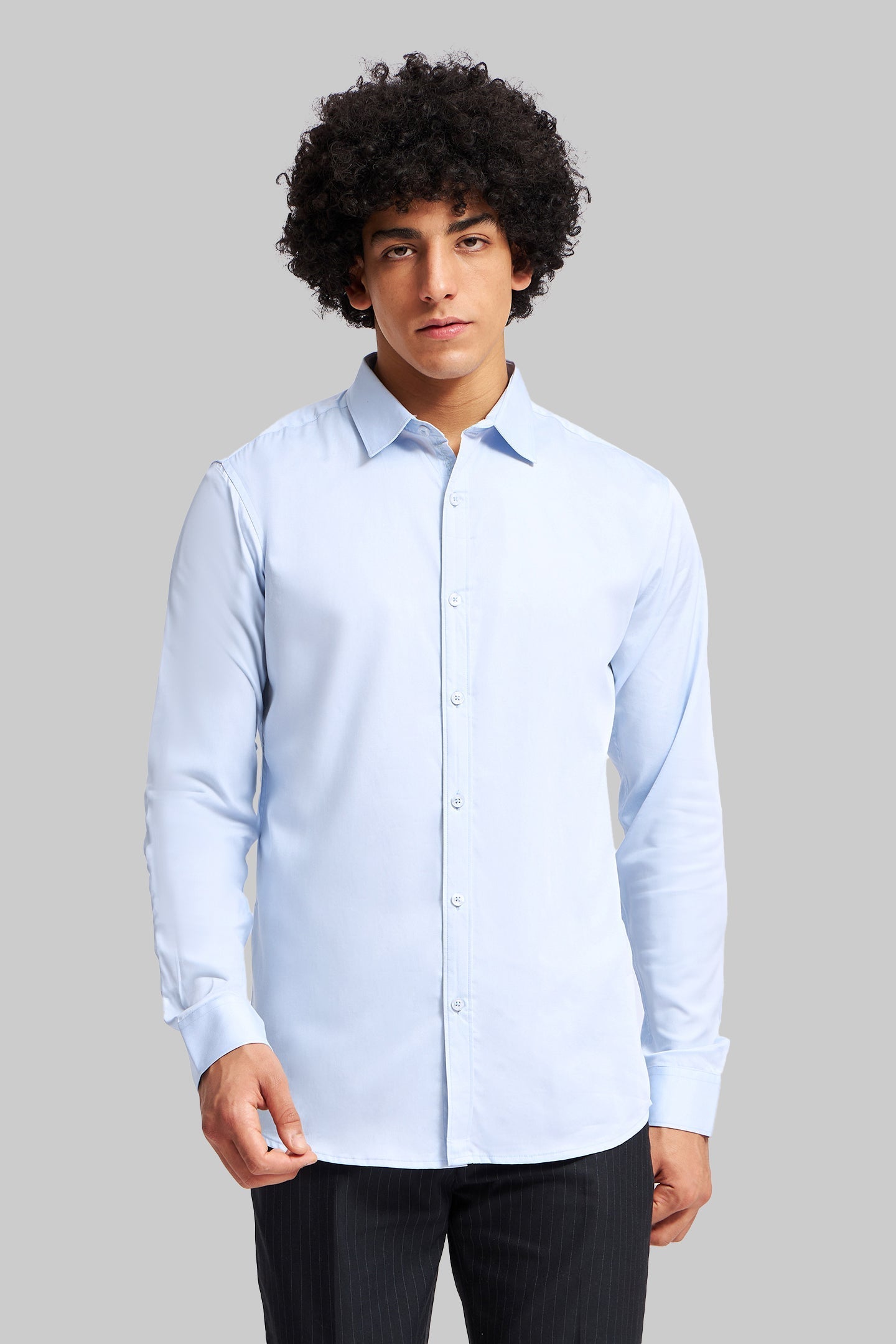 Pack of 2 Slim Fit Men's Shirt Combo - Blue/ Grey