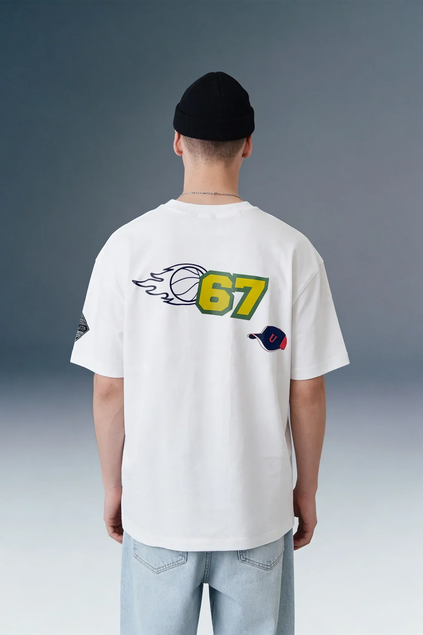 Varsity Patch White Oversized T-shirt Men
