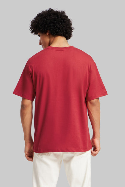 Art Meets Fashion Red Oversized Fit T-Shirt Men