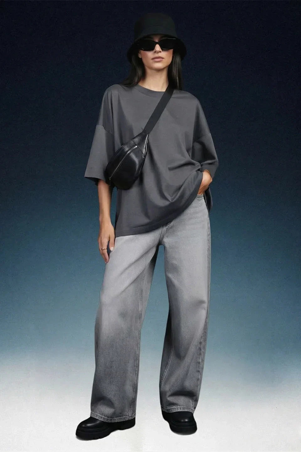 Light Grey High Rise Baggy Women Jeans