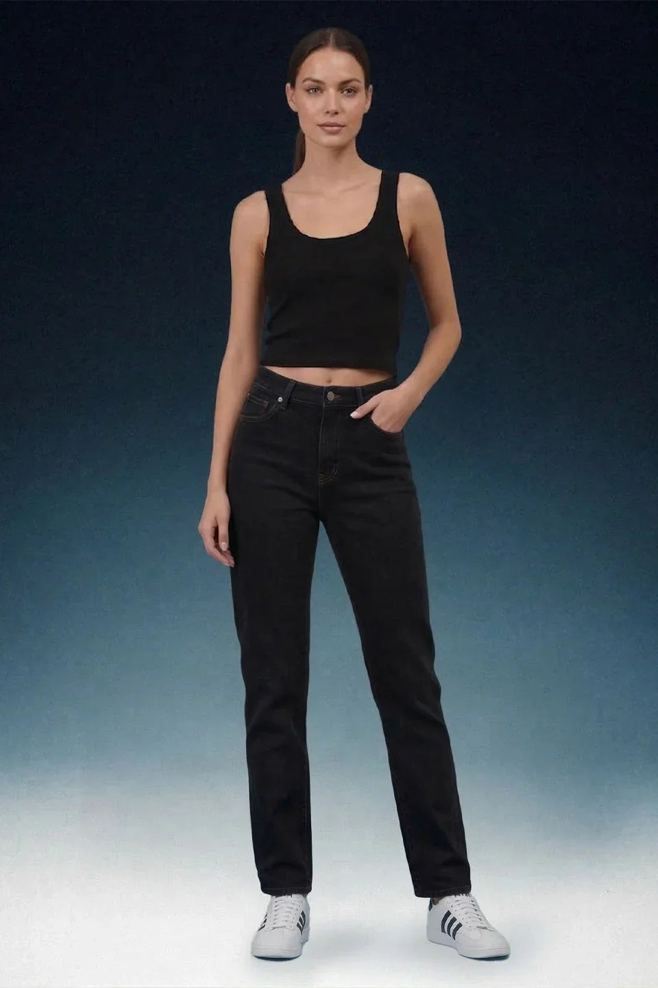 Black High Rise Mom Fit Women Jeans