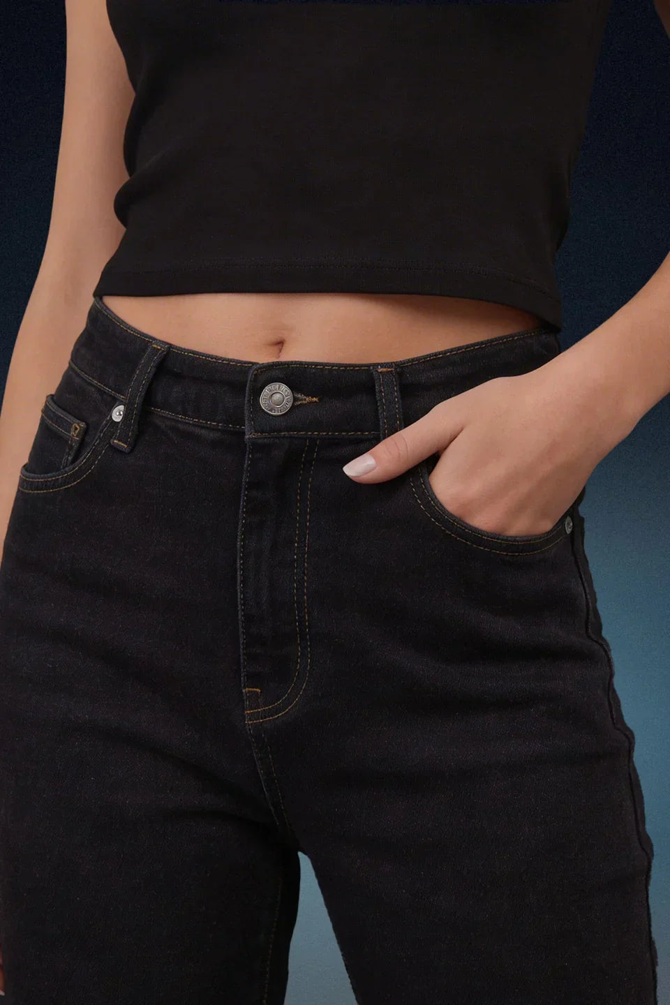 Black High Rise Mom Fit Women Jeans