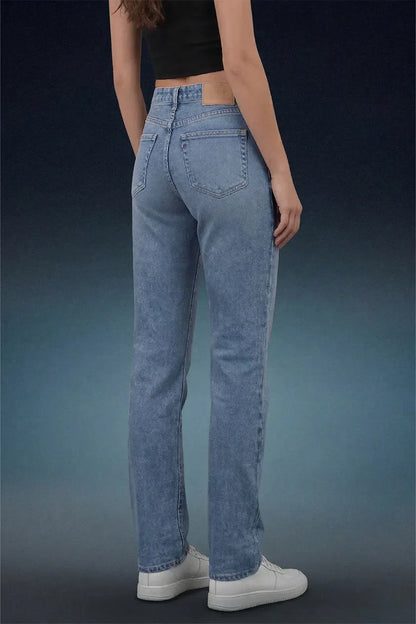 Light Blue Mid Rise Straight Women Jeans
