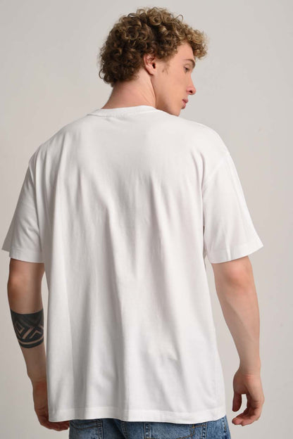 Dream Travel Hustle White Oversized Fit T-Shirt Men