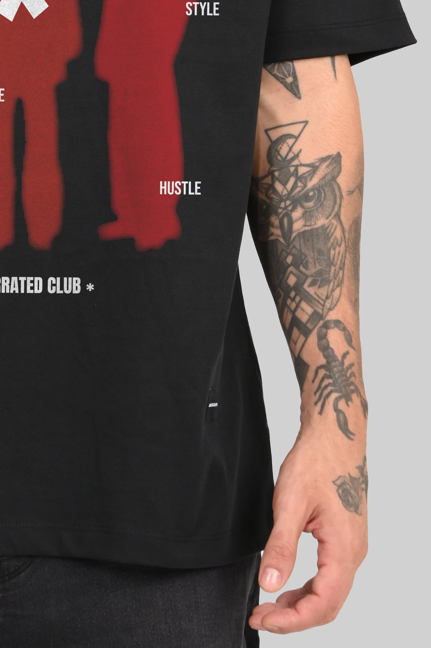 Level Up Silhouette Print Black Oversized Fit T-Shirt Men