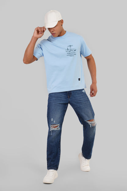 Marmoris Sea Sky Blue Oversized Fit T-Shirt Men