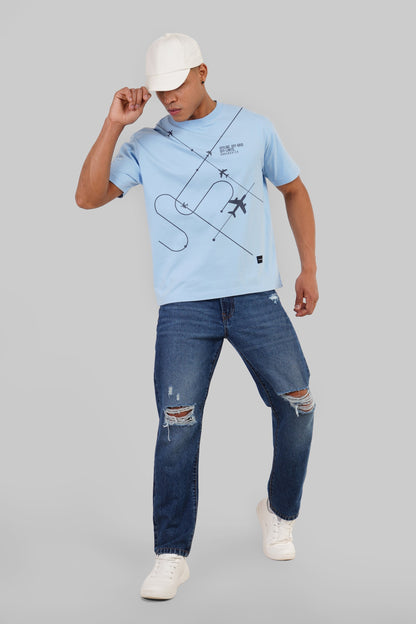 Offline Offgrid Offlimits Sky Blue Oversized Fit T-Shirt Men