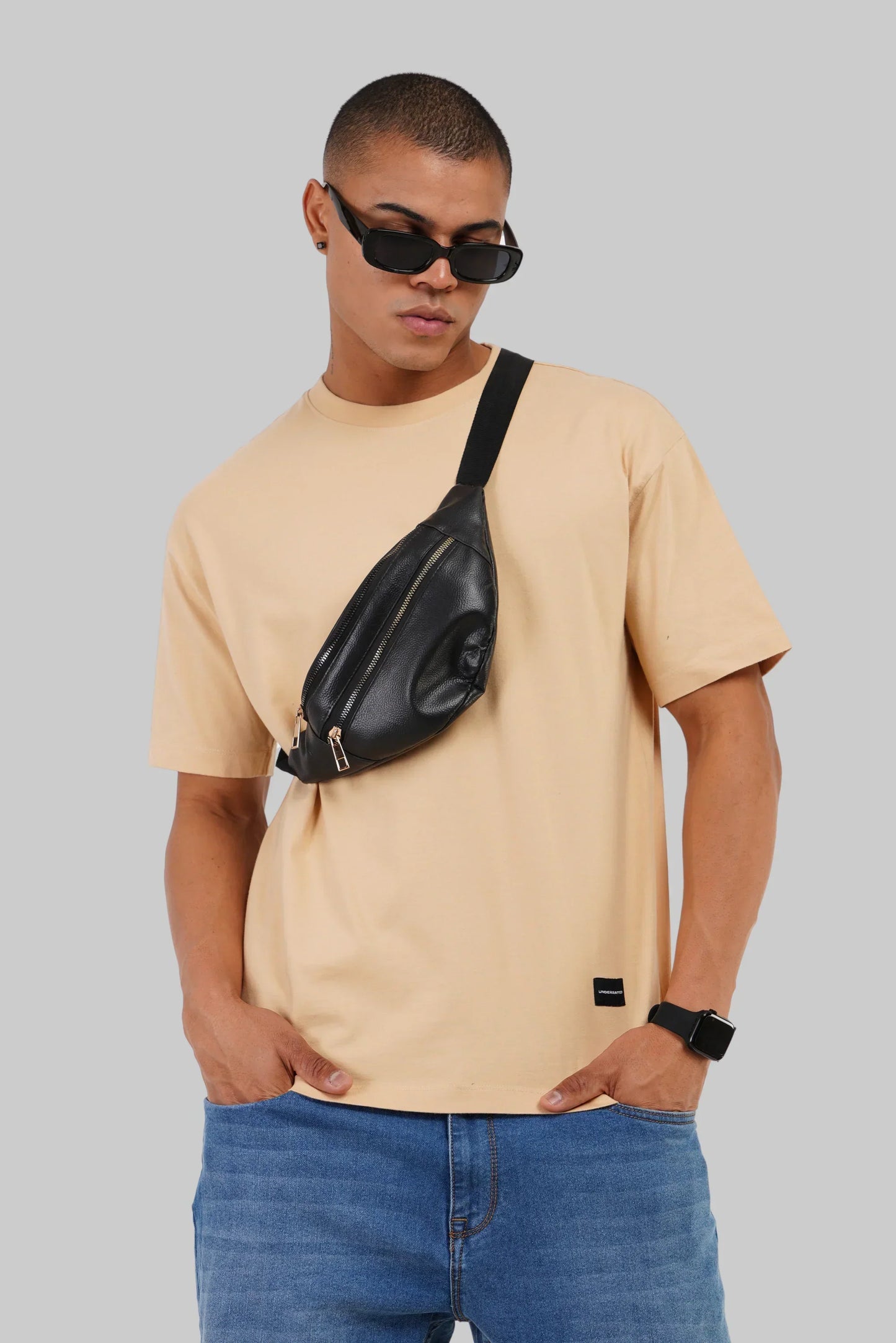 Pack of 3 Oversized Fit T-shirts - Red/Beige/Grey