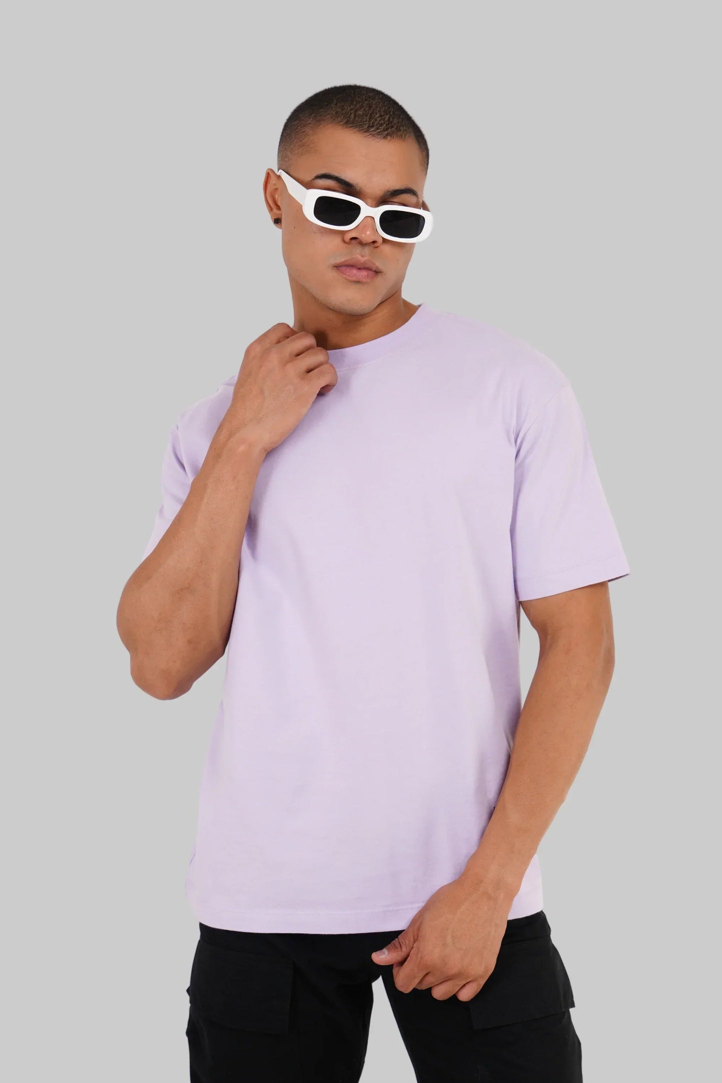 Pack of 5 Oversized Fit T-shirts - Lilac/Red/Black/Navy/Beige