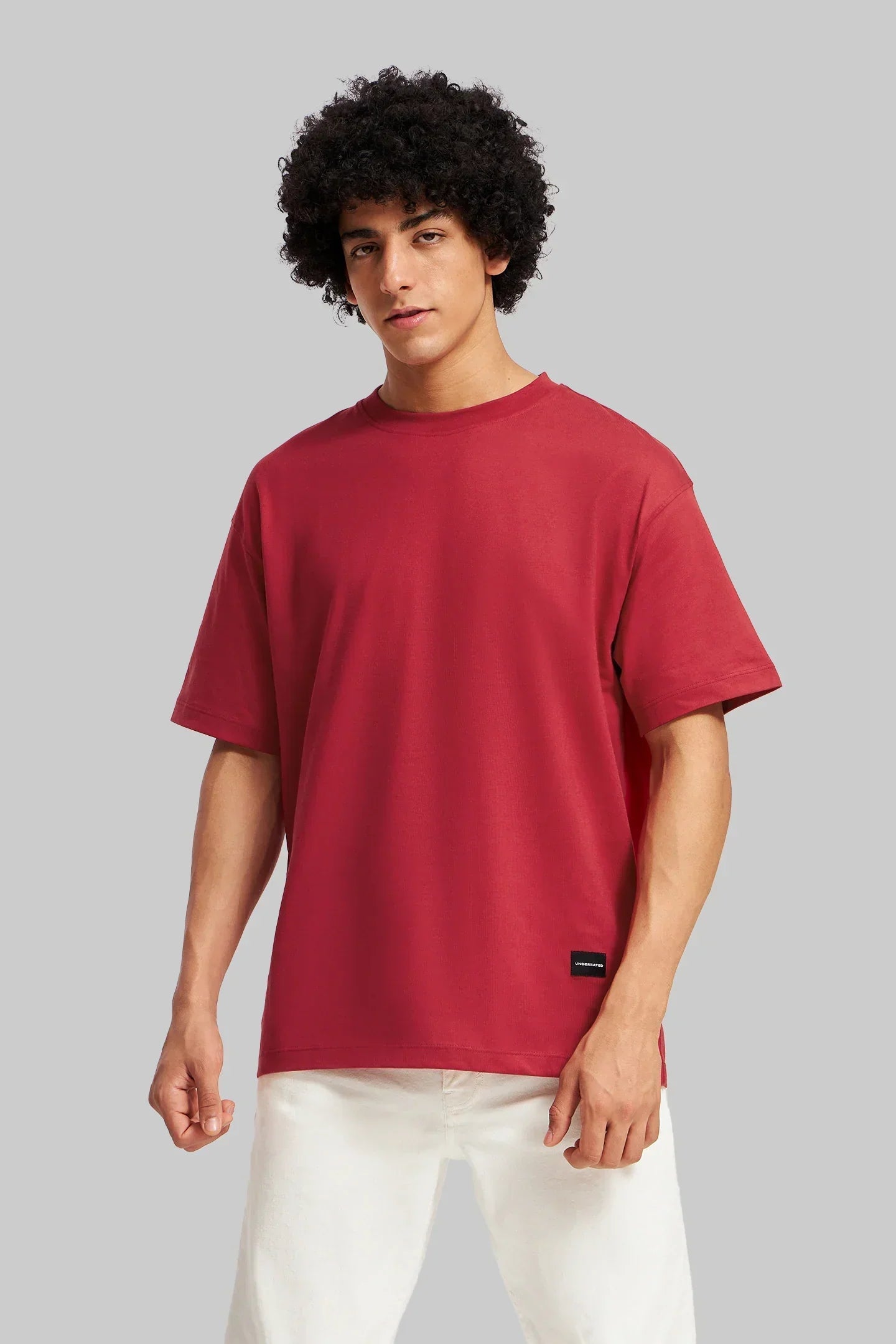 Pack of 3 Oversized Fit T-shirts - Red/Lilac/Beige