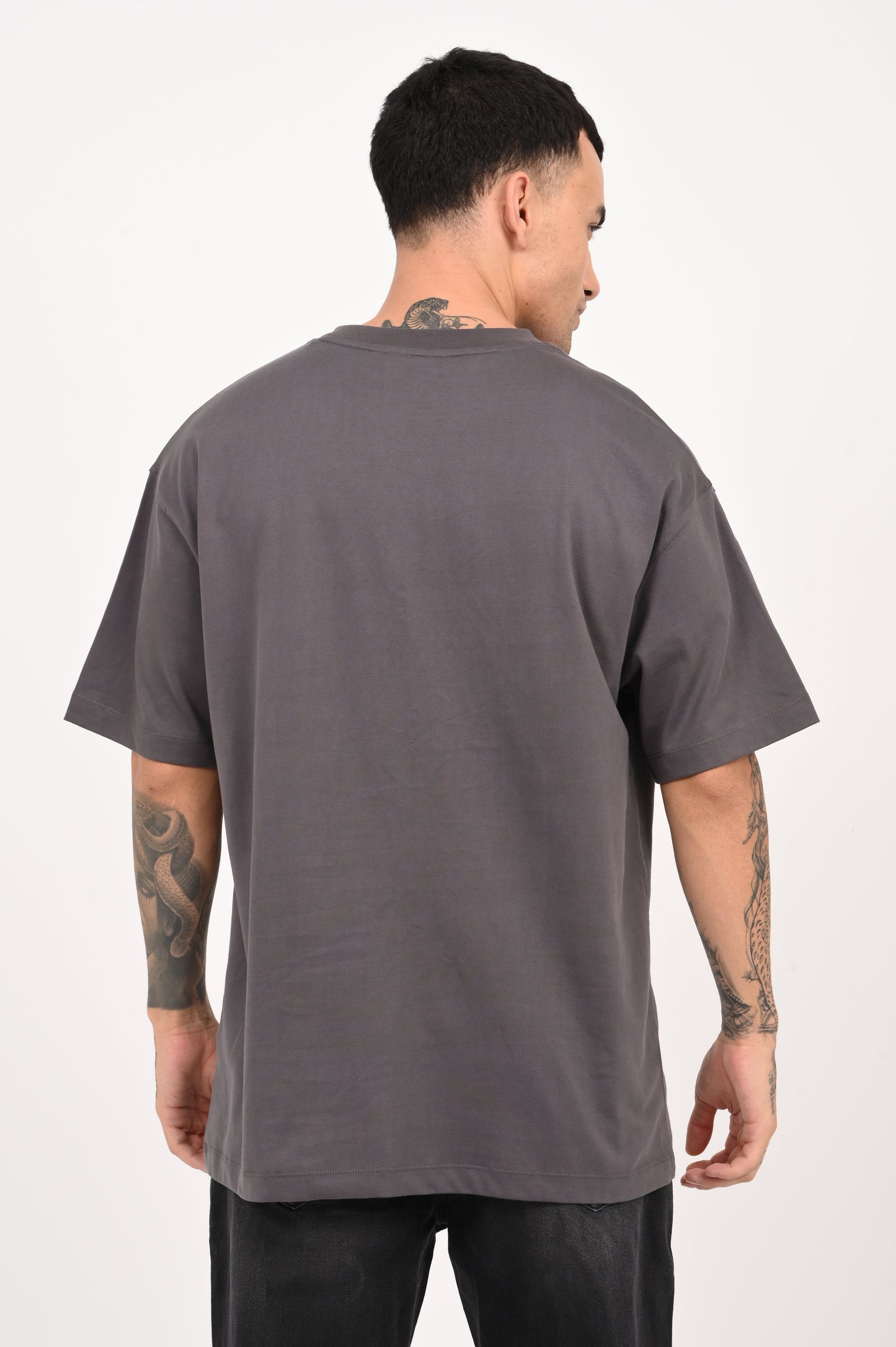 Rebellion Distorted Dark Grey Oversized Fit T-Shirt Men