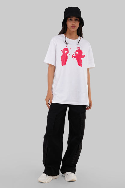 Red Cupid White Boyfriend Fit T-Shirt Women
