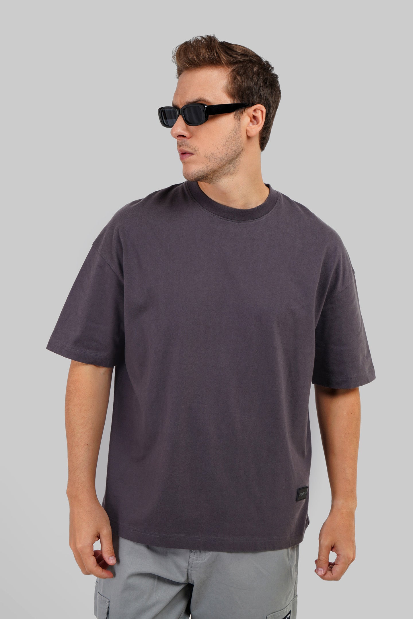 Time To Begin Dark Grey Baggy Fit T-Shirt Men