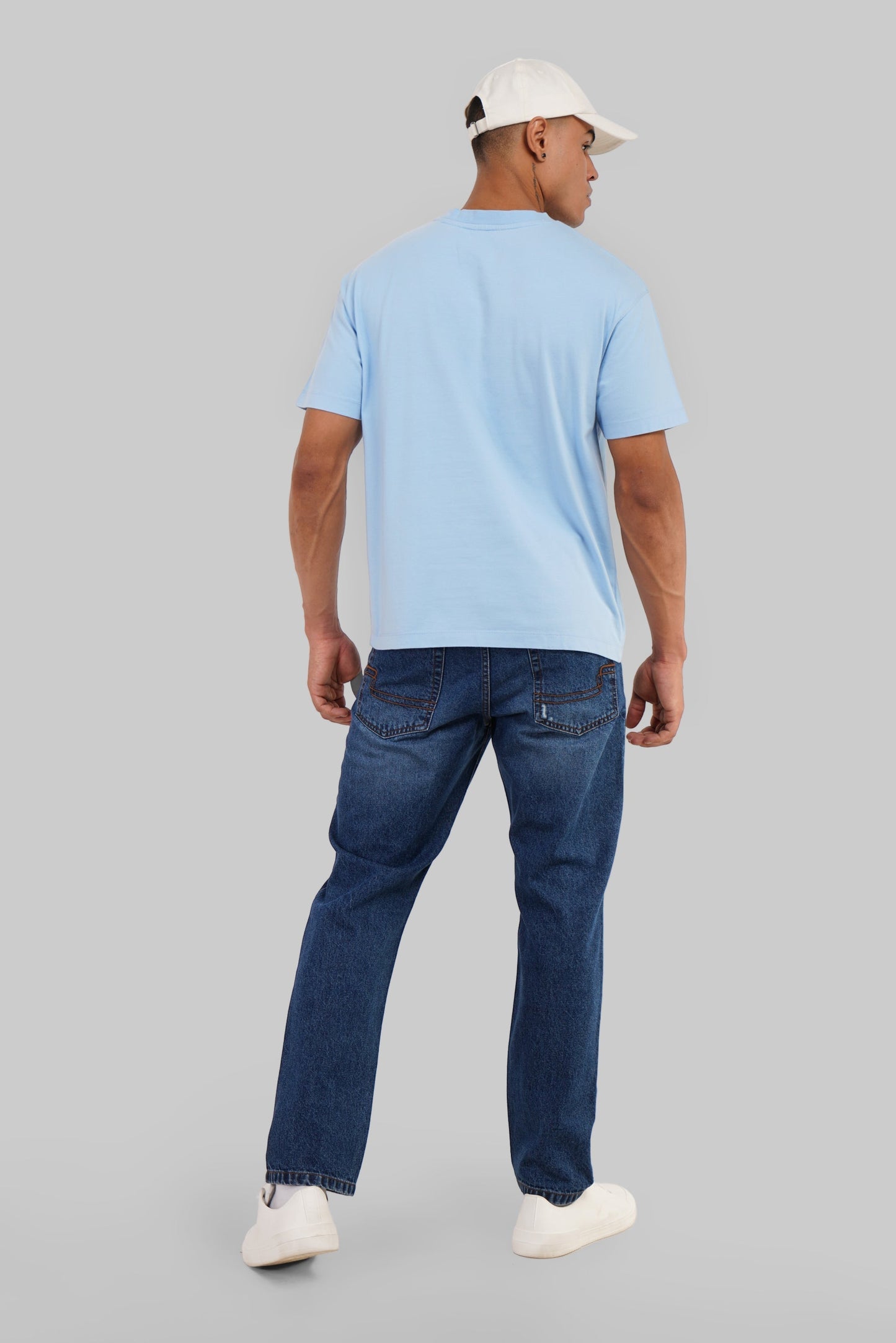 Ctrl/Go Sky Blue Oversized Fit T-Shirt Men