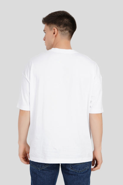 Confident Typographic White Baggy Fit T-Shirt Men