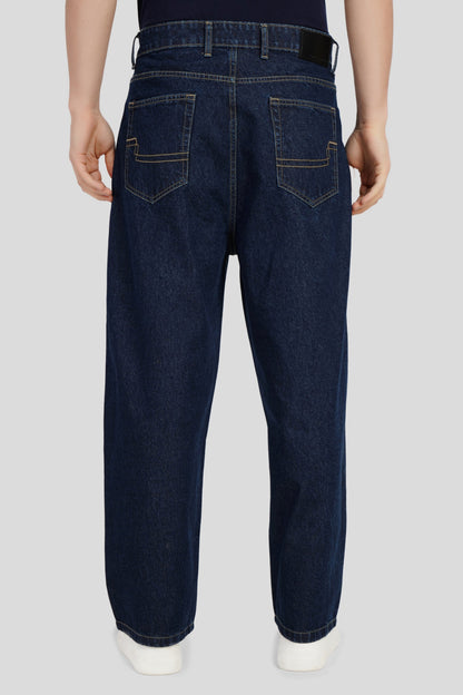 Dark Blue Mid Rise Men's Baggy Jeans