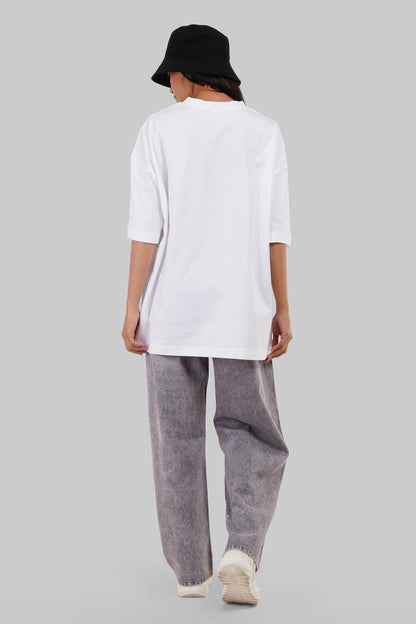 Confident Typographic White Baggy Fit T-Shirt Women