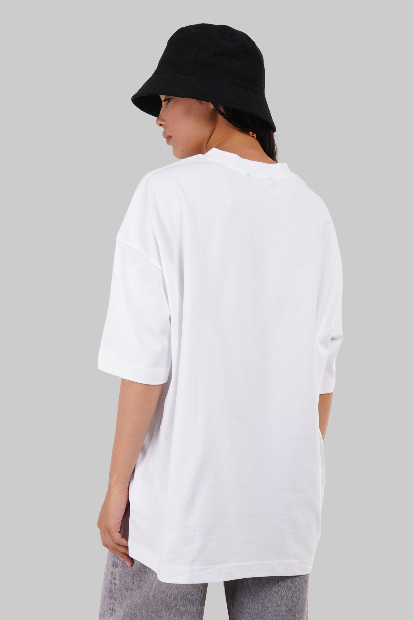 Confident Typographic White Baggy Fit T-Shirt Women