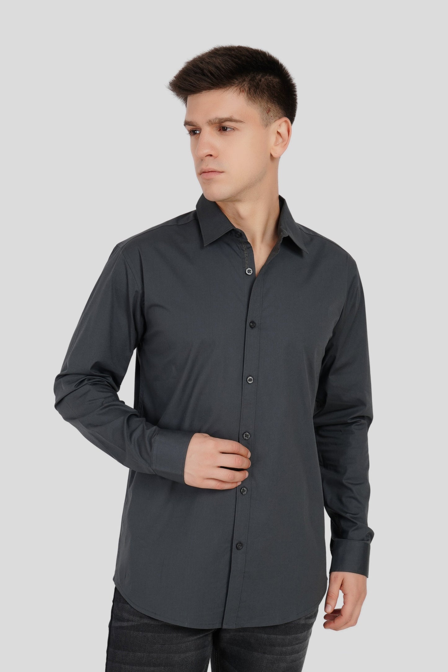 Pack of 2 Slim Fit Men's Shirt Combo - Black/ Grey
