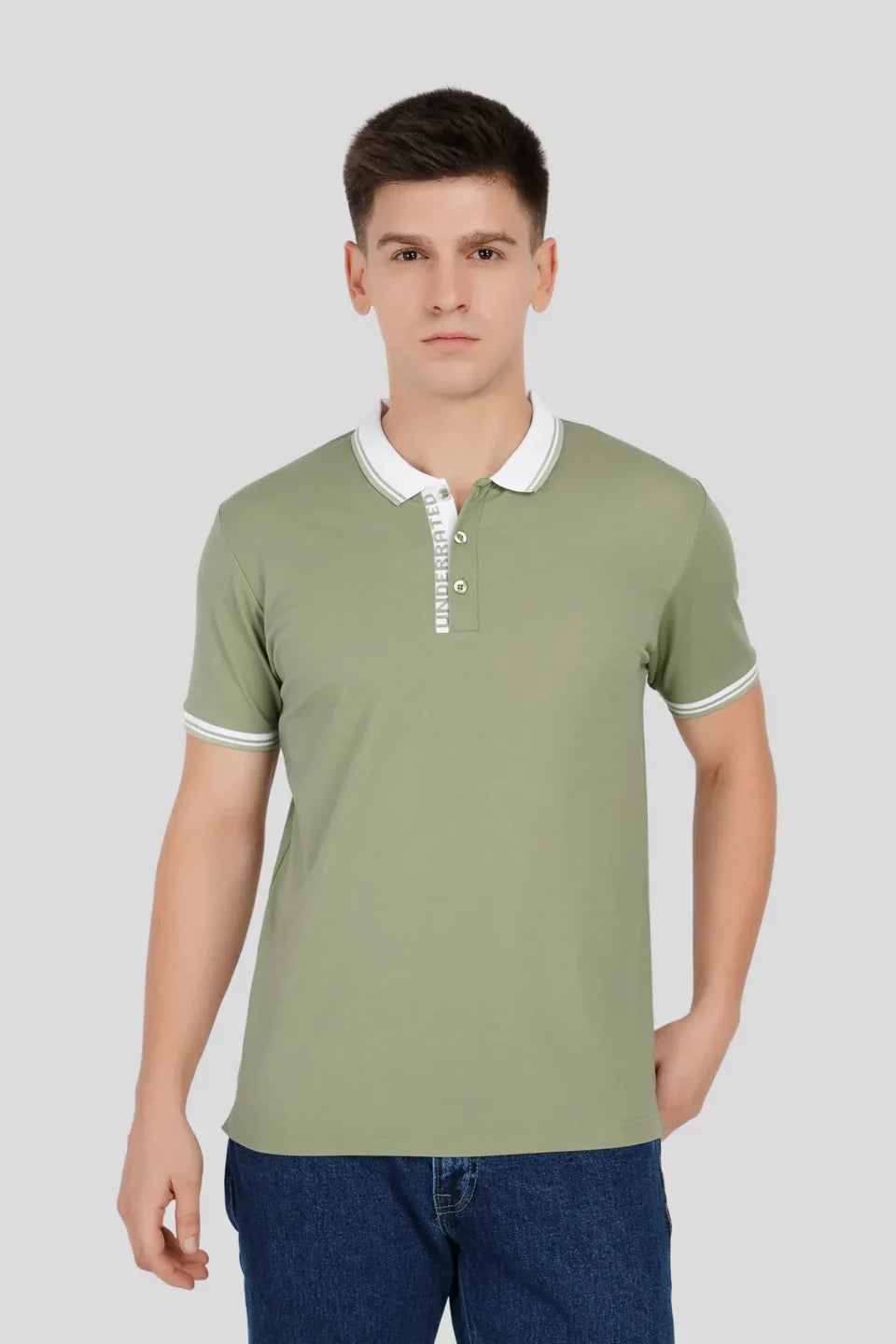 Pack of 3 Contrast Collar Polo T-shirt combo -Blue/Light Green/ Black