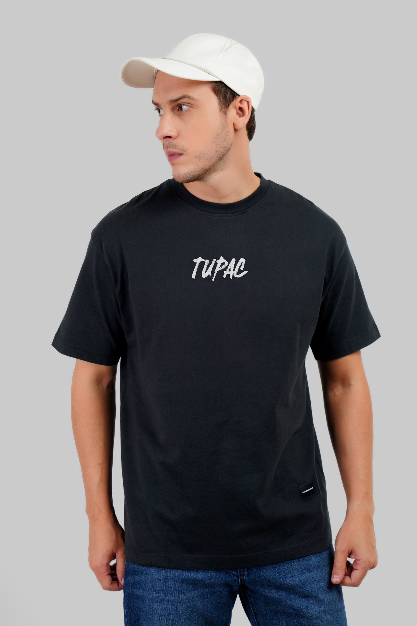 Tupac Black Oversized Fit T-Shirt Men