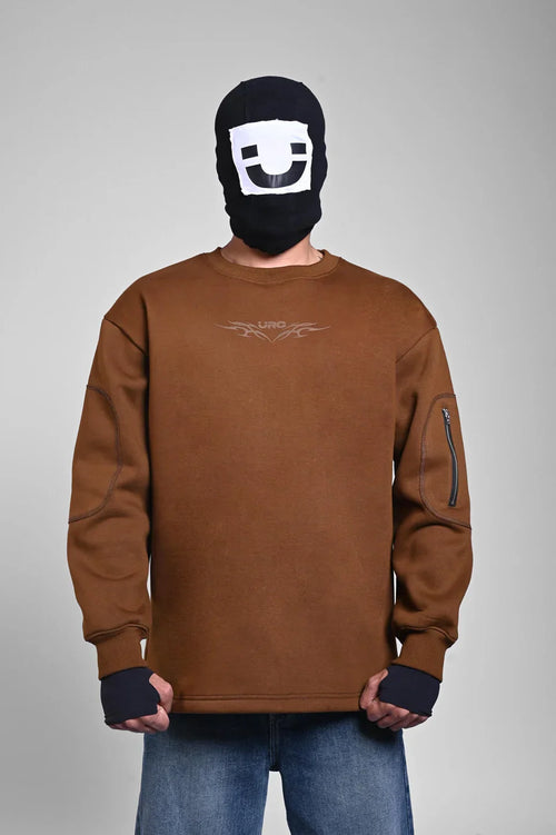 Brown Oversized Y2K Graphic Sweatshirt